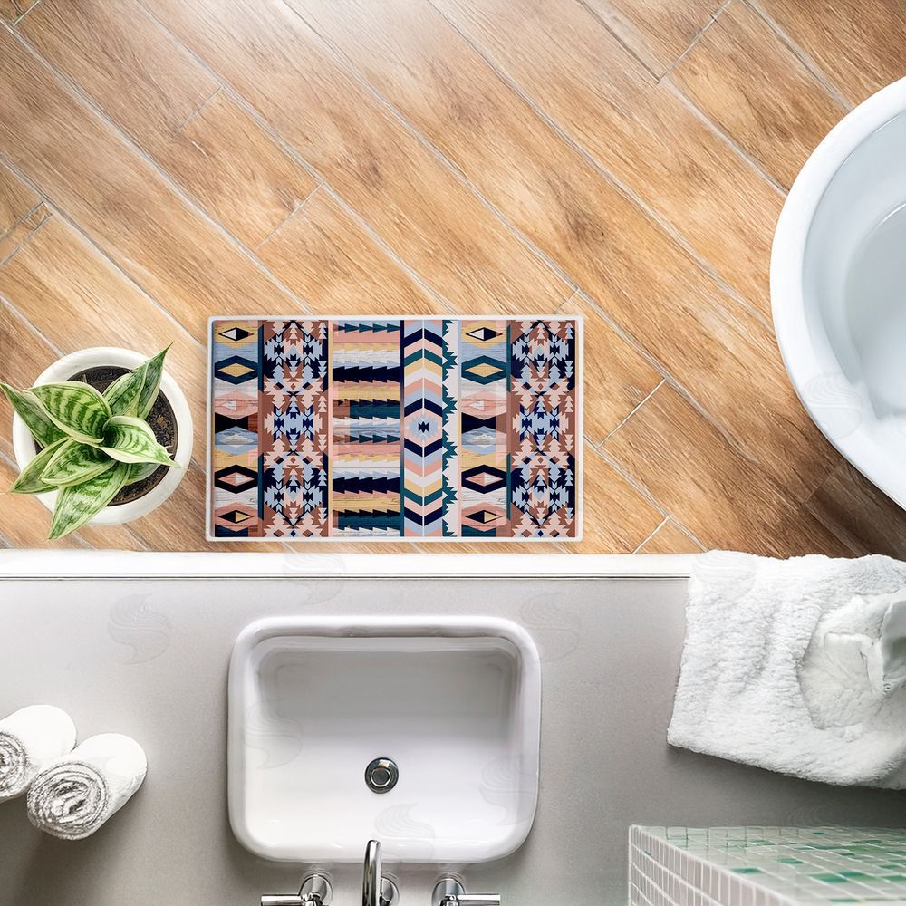 Jennifer Ellory Subtle Boho Geometrics Plush Bathroom Floor Mat