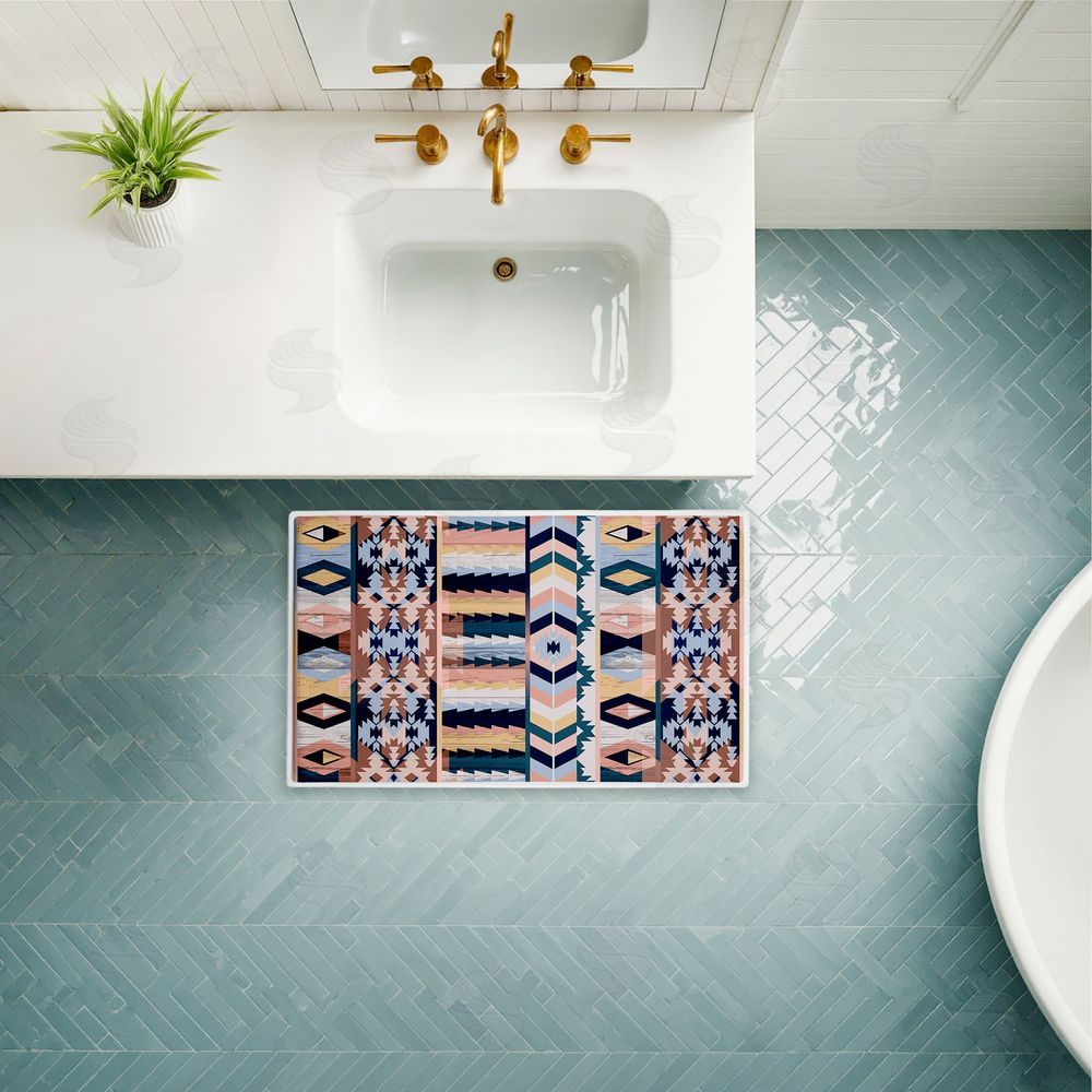 Jennifer Ellory Subtle Boho Geometrics Plush Bathroom Floor Mat