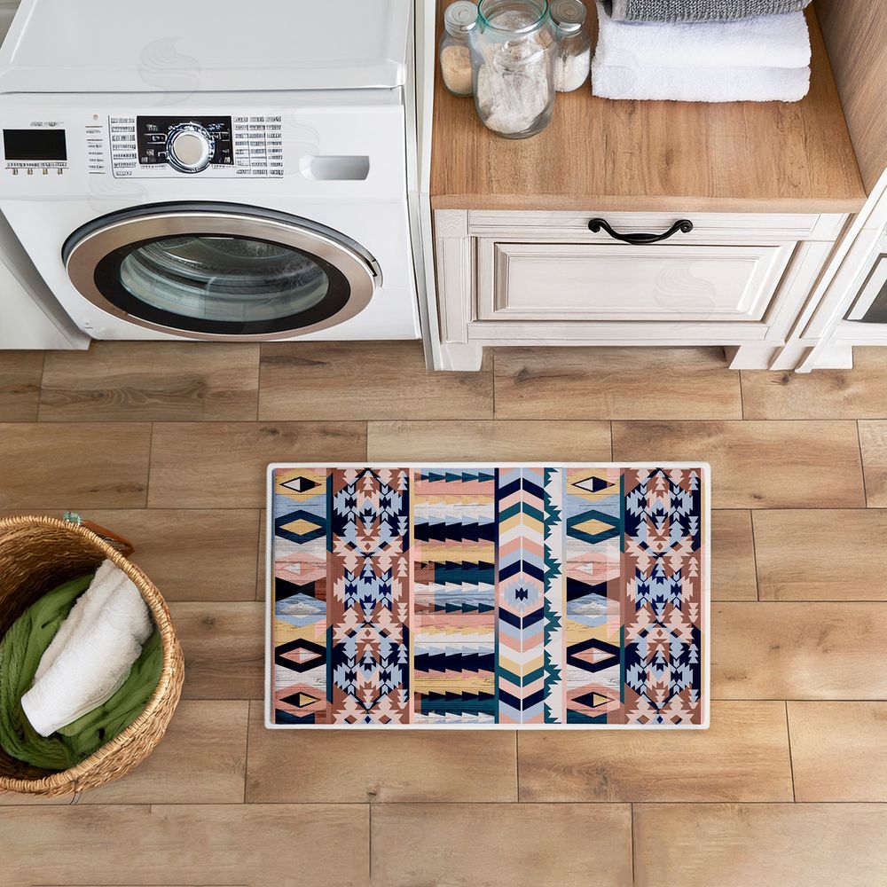 Jennifer Ellory Subtle Boho Geometrics Plush Bathroom Floor Mat