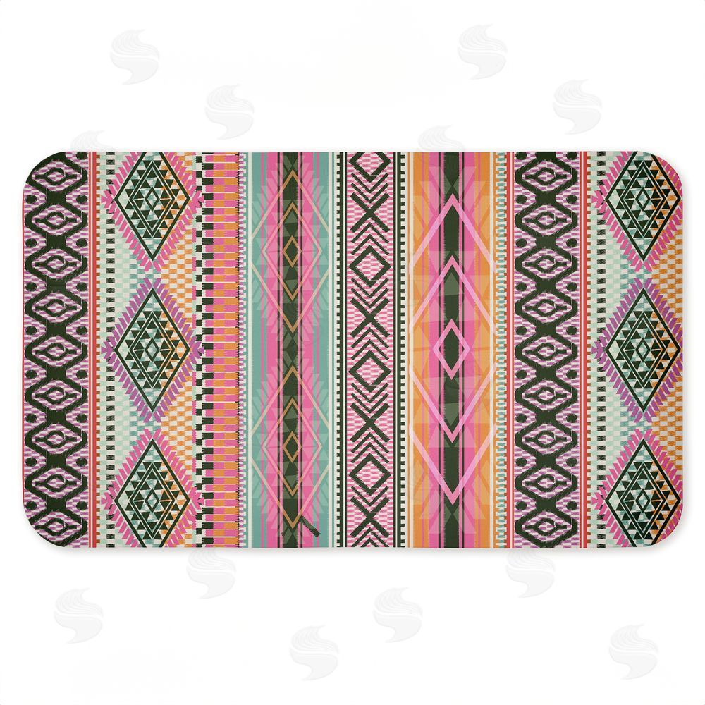 Jennifer Ellory Boho Geometric Stripes Kitchen Floor Mat