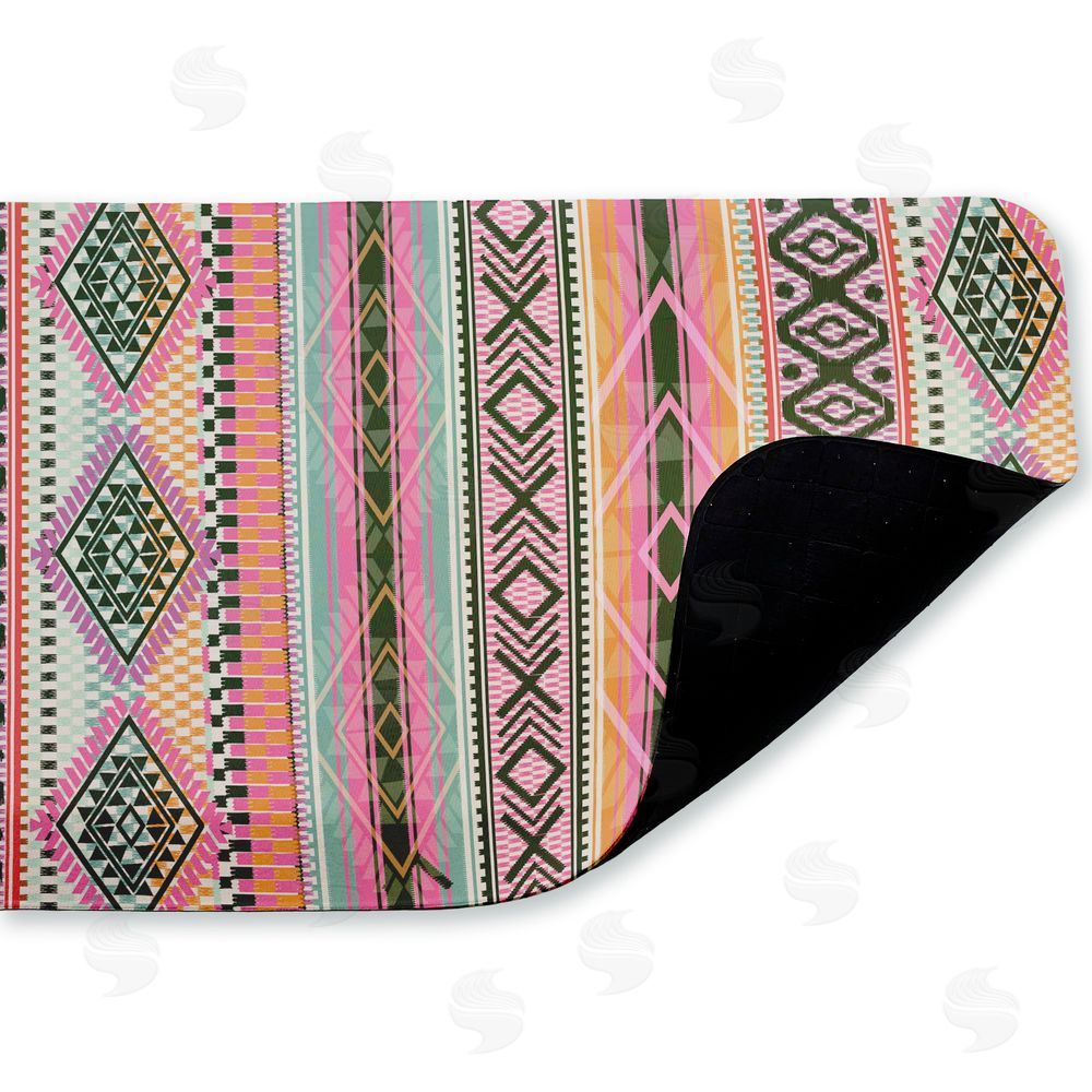 Jennifer Ellory Boho Geometric Stripes Kitchen Floor Mat