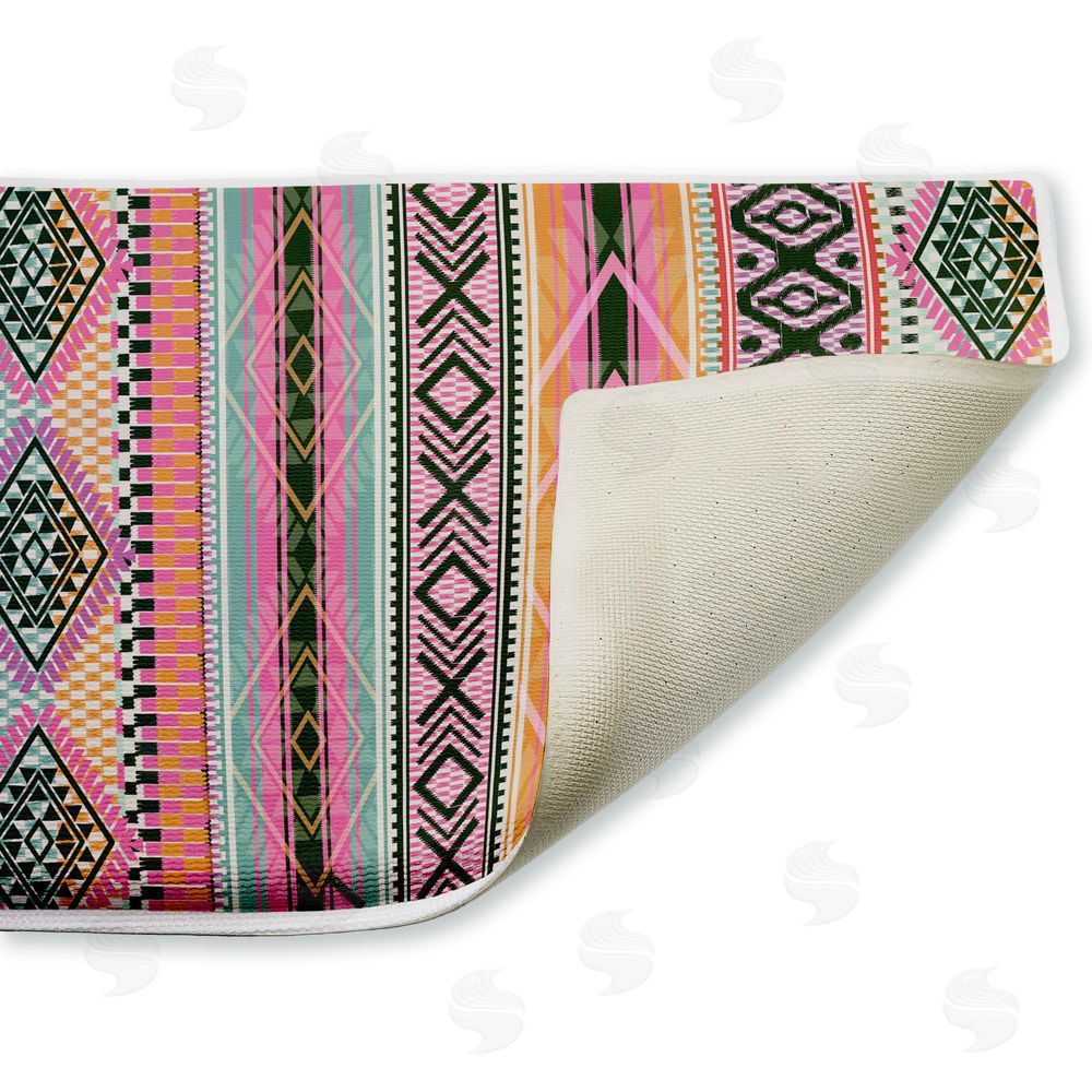 Jennifer Ellory Boho Geometric Stripes Plush Bathroom Floor Mat