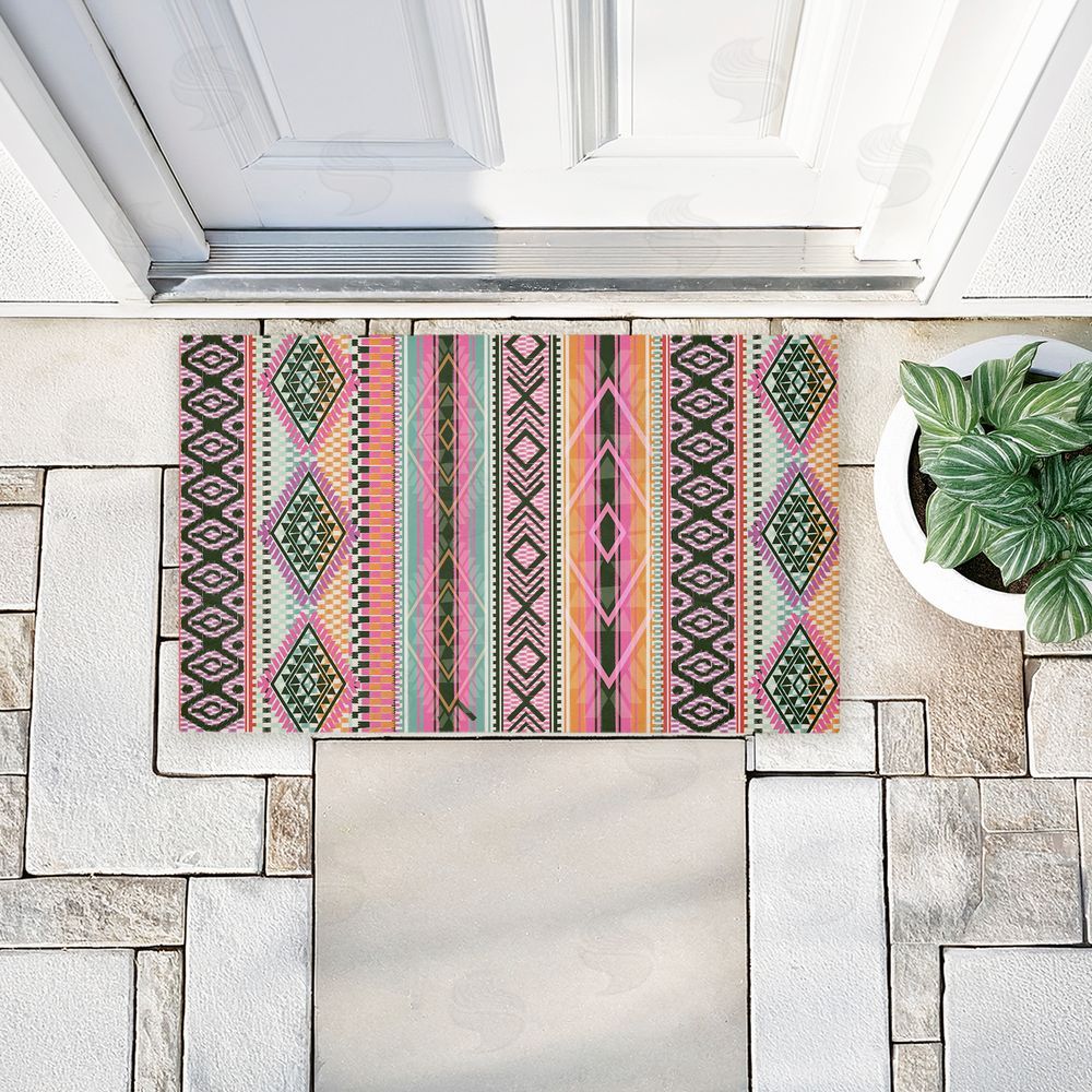 Jennifer Ellory Boho Geometric Stripes Unwoven Outdoor Door Mat