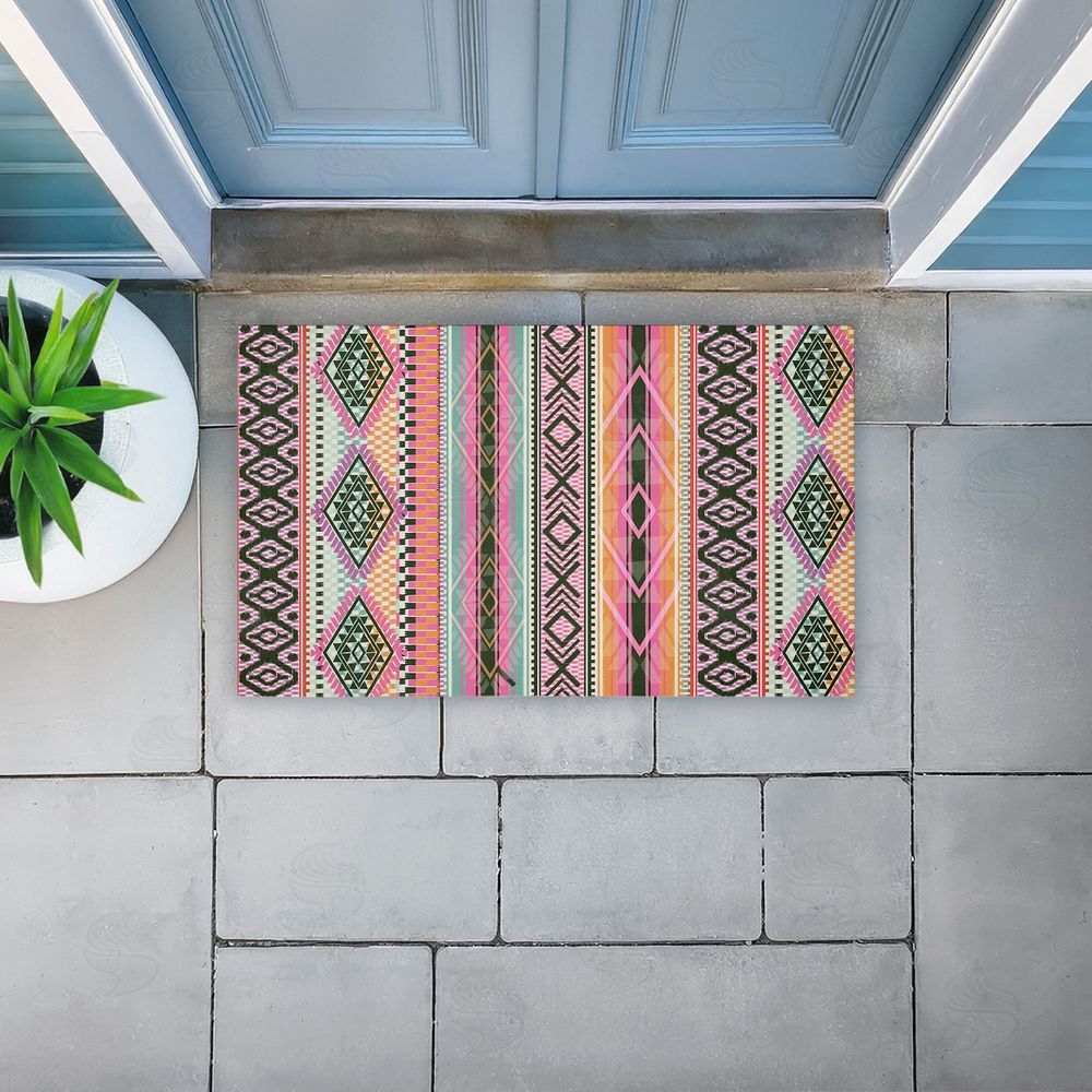 Jennifer Ellory Boho Geometric Stripes Unwoven Outdoor Door Mat