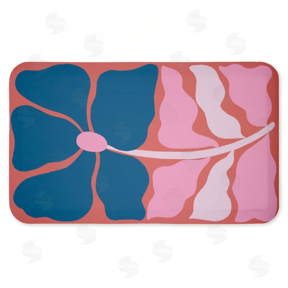 Aralma Midcentury Flower Symmetry Kitchen Floor Mat