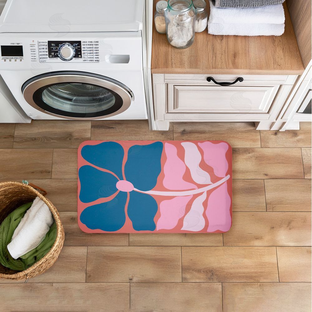 Aralma Midcentury Flower Symmetry Kitchen Floor Mat