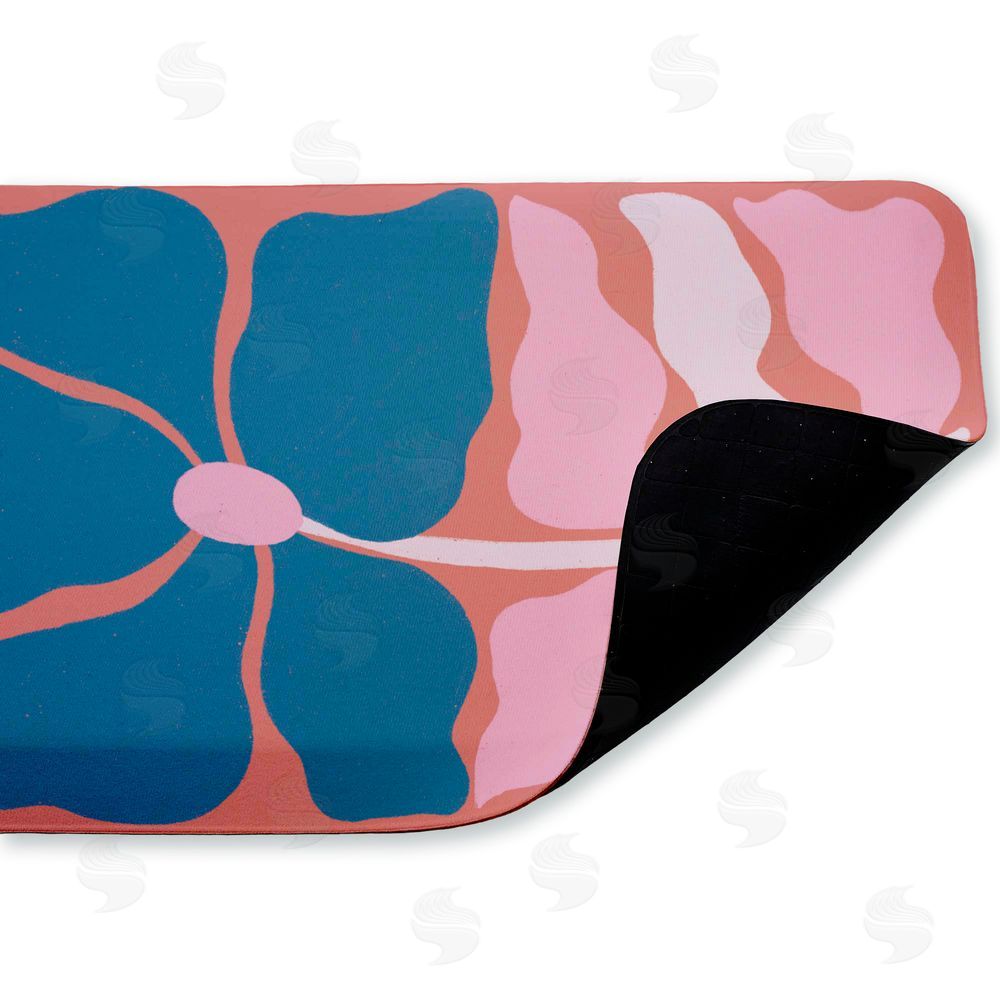Aralma Midcentury Flower Symmetry Kitchen Floor Mat