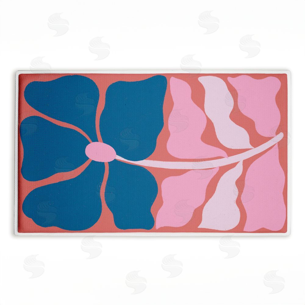 Aralma Midcentury Flower Symmetry Plush Bathroom Floor Mat