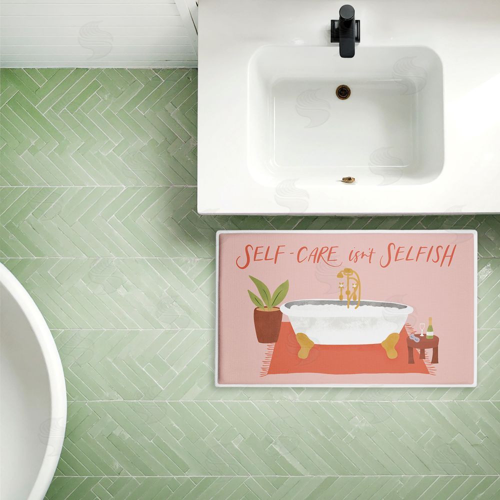 Amanda Houston Self Care Isn't Selfish Plush Bathroom Floor Mat