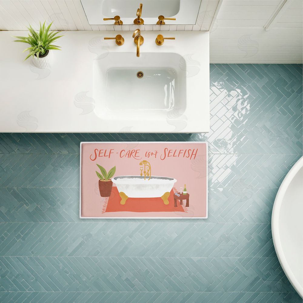 Amanda Houston Self Care Isn't Selfish Plush Bathroom Floor Mat
