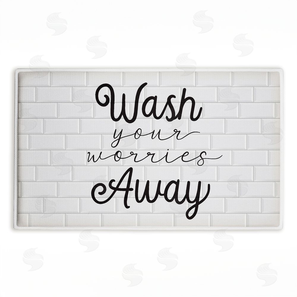 Arrolynn Weiderhold Wash Worries Away Simple Plush Bathroom Floor Mat