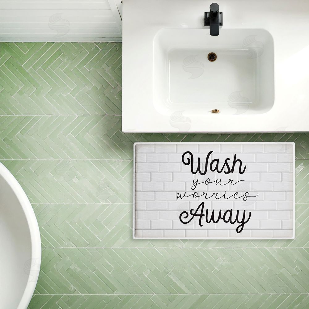 Arrolynn Weiderhold Wash Worries Away Simple Plush Bathroom Floor Mat