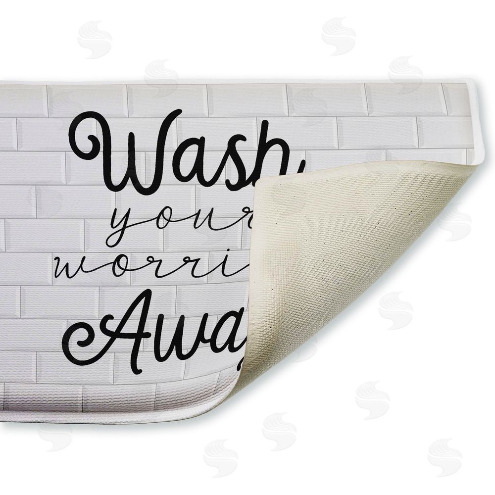 Arrolynn Weiderhold Wash Worries Away Simple Plush Bathroom Floor Mat
