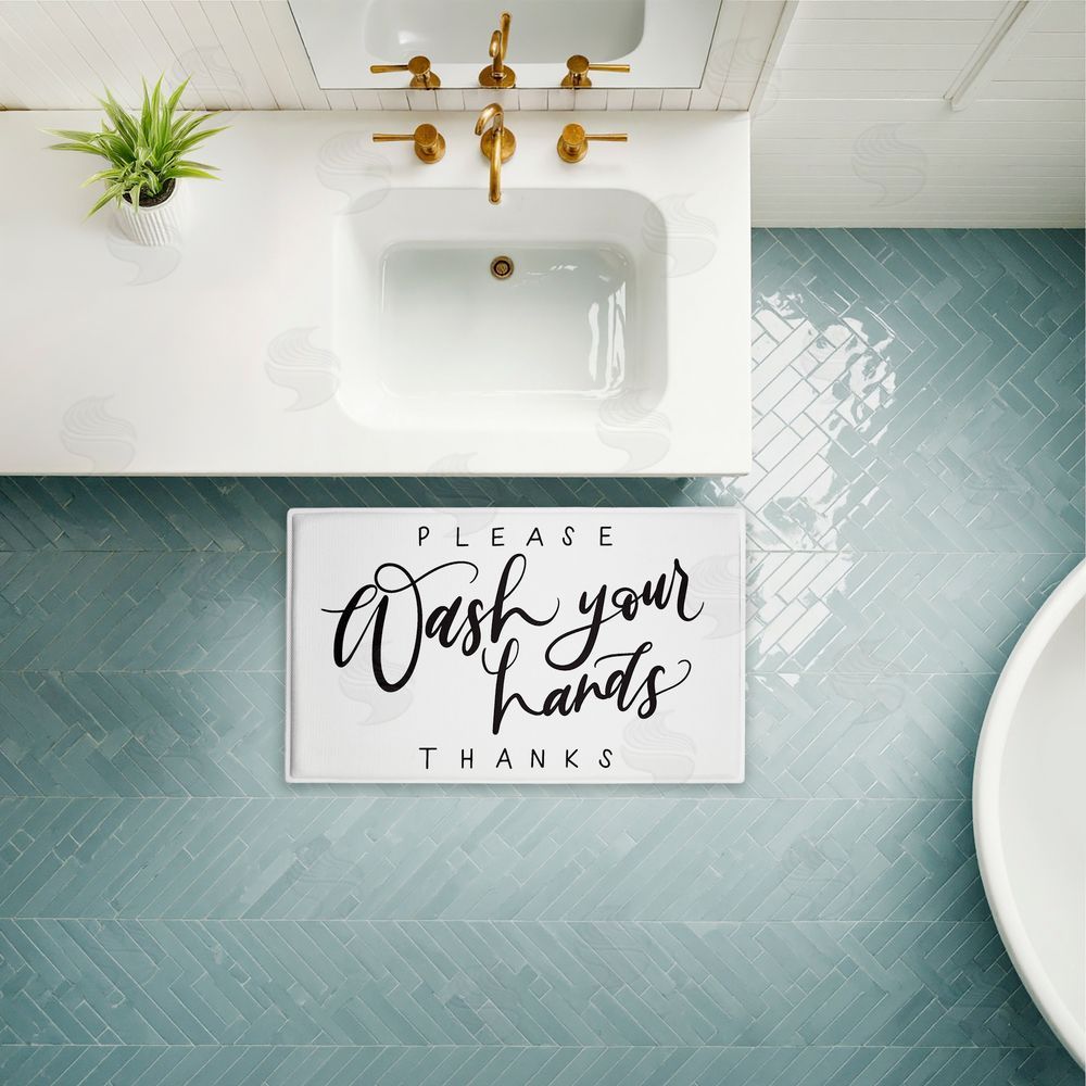Amanda Houston Please Wash Hands Thanks Plush Bathroom Floor Mat