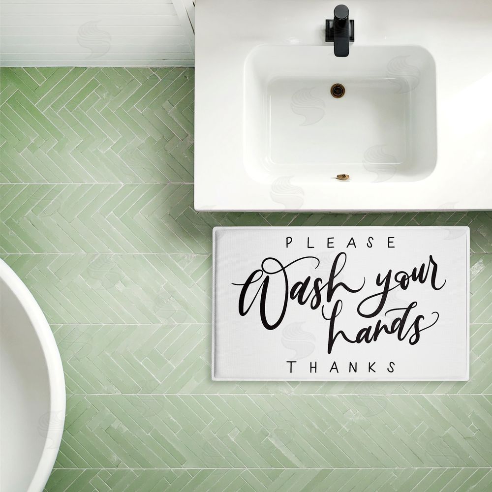 Amanda Houston Please Wash Hands Thanks Plush Bathroom Floor Mat