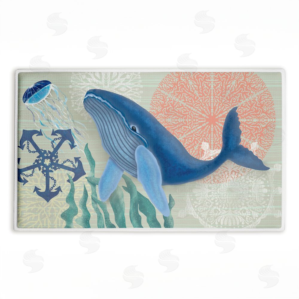 Darlene Seale Sealife Classic Whale Plush Bathroom Floor Mat
