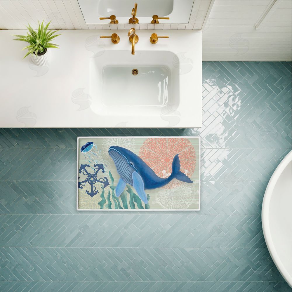 Darlene Seale Sealife Classic Whale Plush Bathroom Floor Mat
