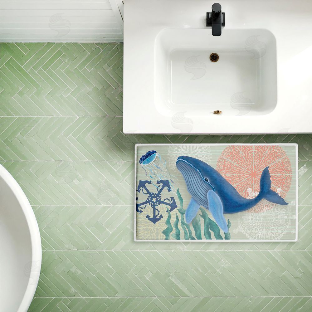 Darlene Seale Sealife Classic Whale Plush Bathroom Floor Mat
