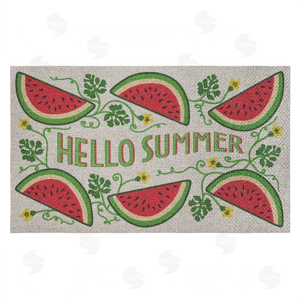 Darlene Seale Hello Summer Watermelon Outdoor Faux Sisal Door Mat