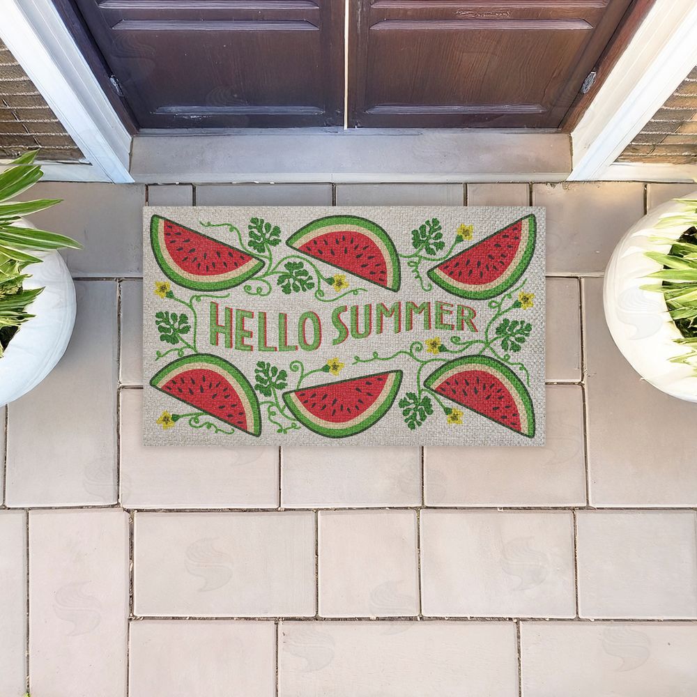 Darlene Seale Hello Summer Watermelon Outdoor Faux Sisal Door Mat