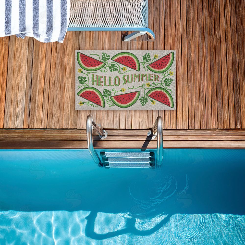 Darlene Seale Hello Summer Watermelon Outdoor Faux Sisal Door Mat