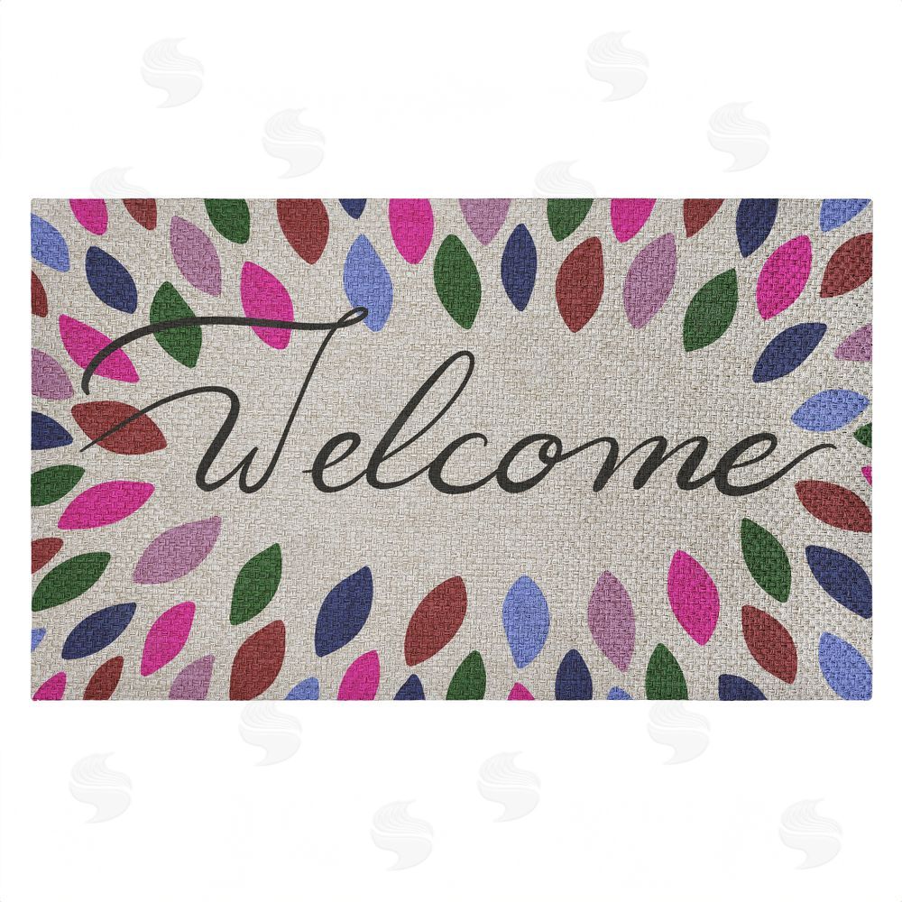 Caroline Alfreds Jewel Tones Patterned Welcome Outdoor Faux Sisal Door Mat