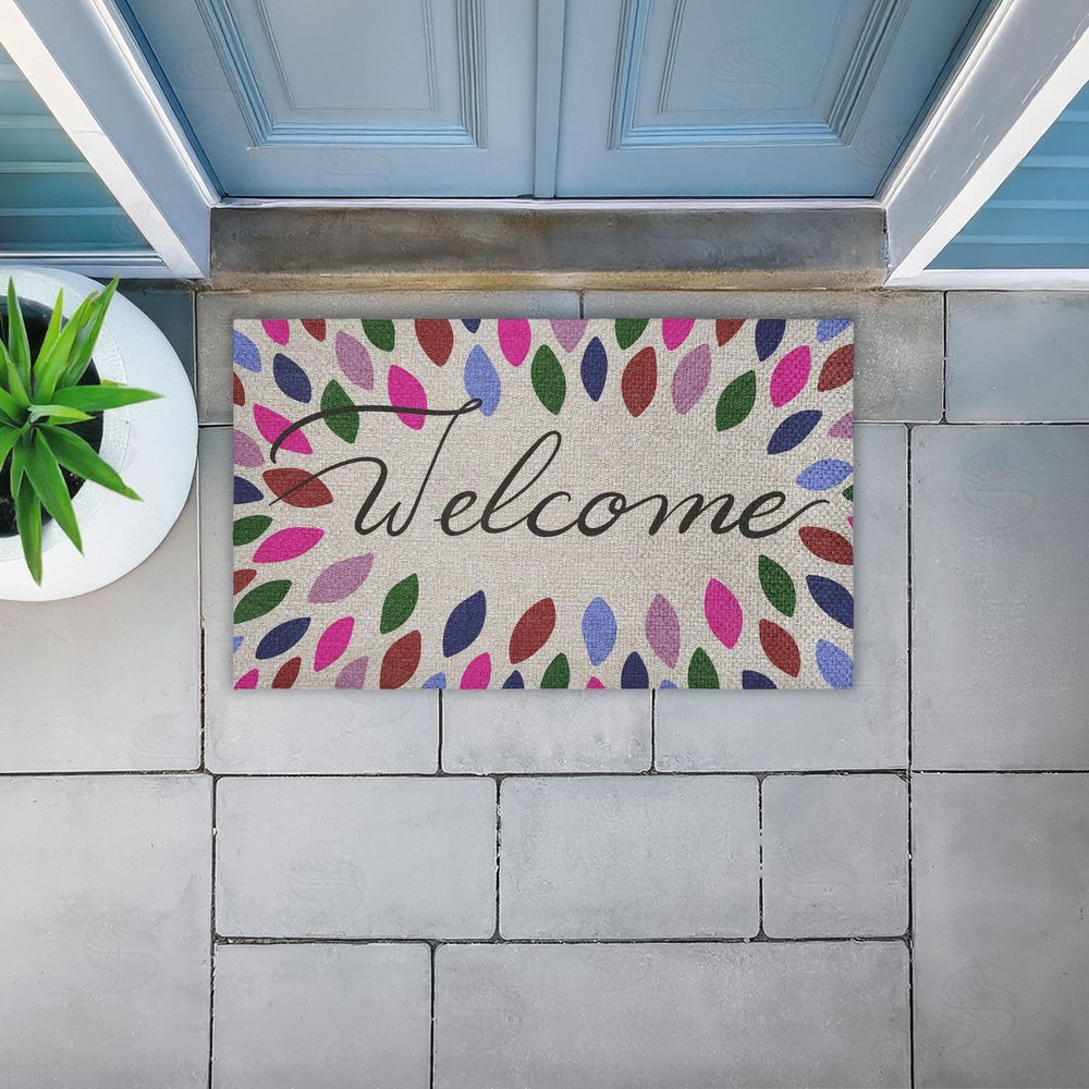Caroline Alfreds Jewel Tones Patterned Welcome Outdoor Faux Sisal Door Mat