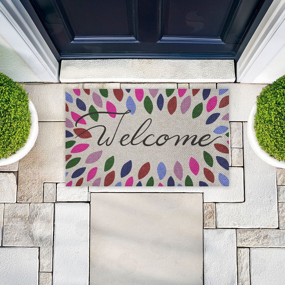 Caroline Alfreds Jewel Tones Patterned Welcome Outdoor Faux Sisal Door Mat