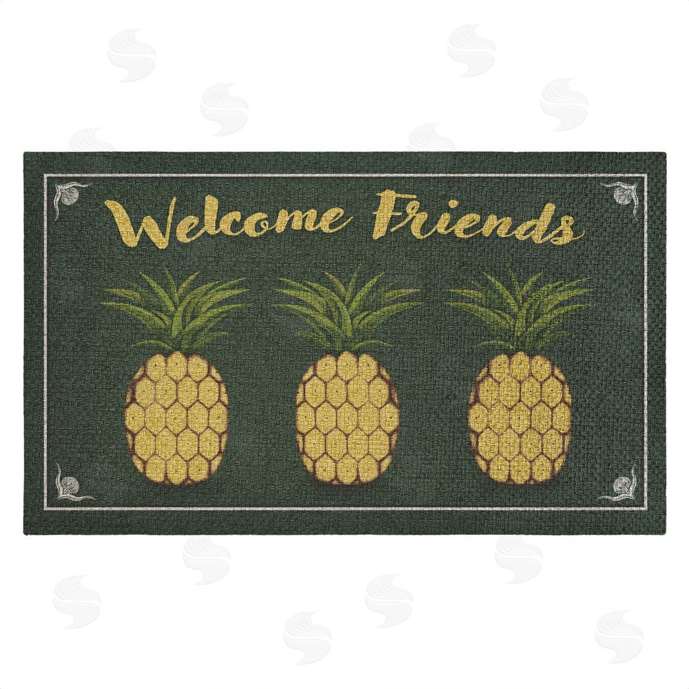 Darlene Seale Welcome Friends Pineapples Outdoor Faux Sisal Door Mat