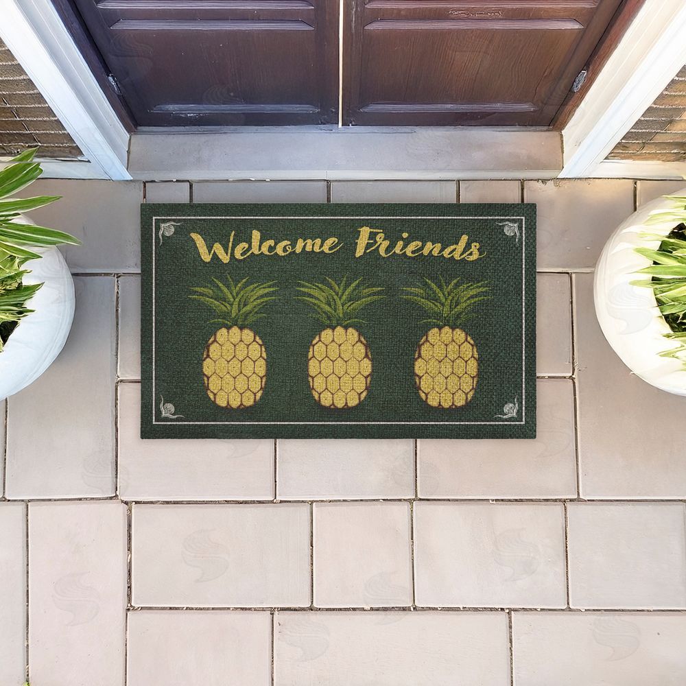 Darlene Seale Welcome Friends Pineapples Outdoor Faux Sisal Door Mat