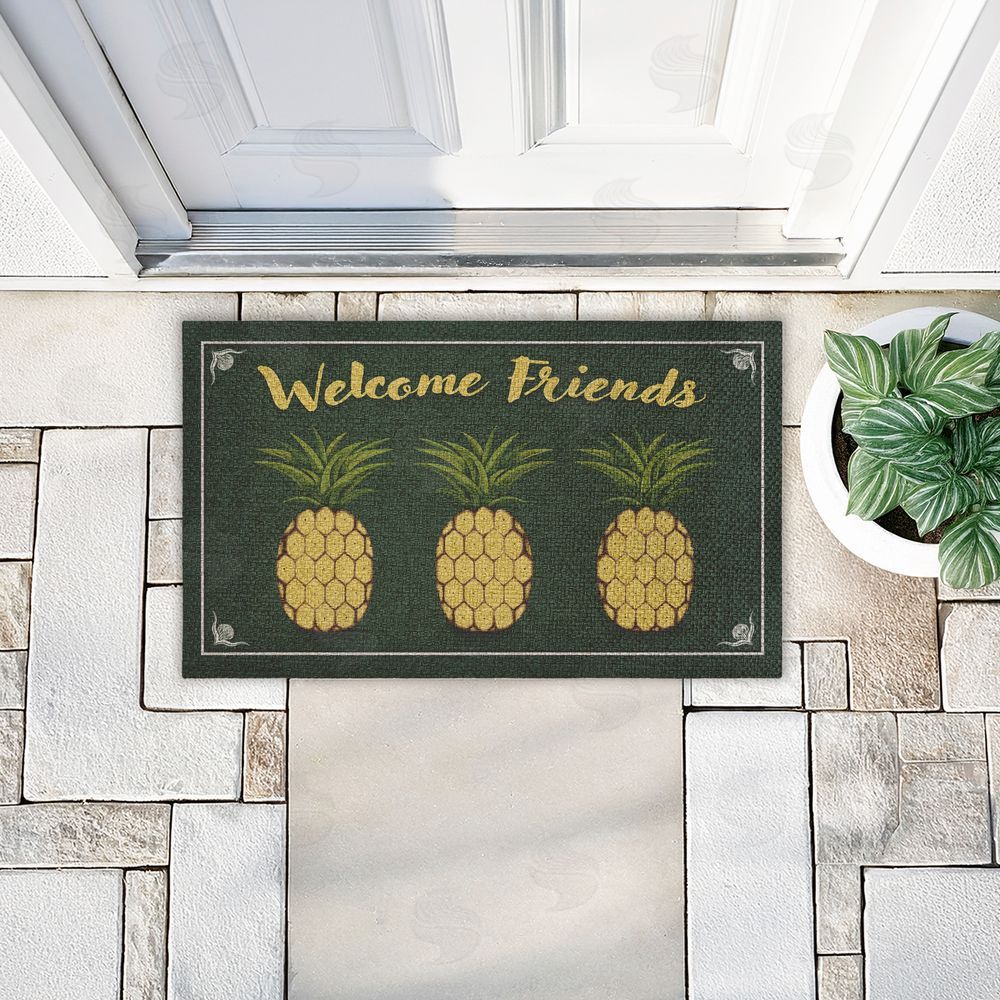 Darlene Seale Welcome Friends Pineapples Outdoor Faux Sisal Door Mat