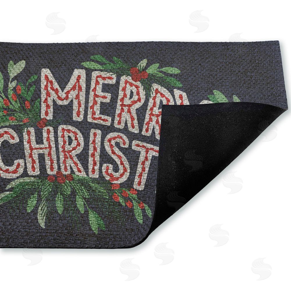 Heather McLaughlin Merry Christmas with Foliage Outdoor Faux Sisal Door Mat