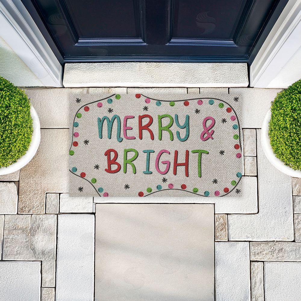 Emily Cromwell Merry & Bright Ornament Border Outdoor Faux Sisal Door Mat
