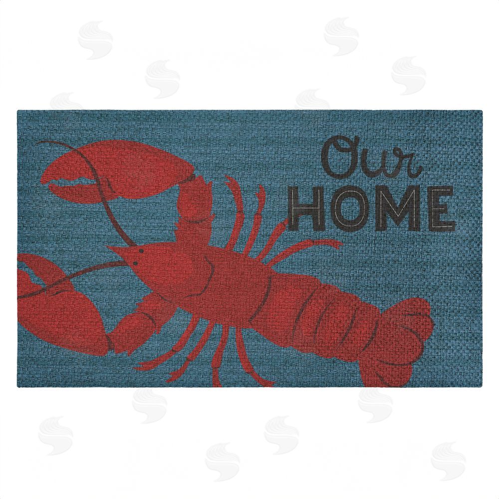 Gail Veillette Our Home Lobster & Stripes Outdoor Faux Sisal Door Mat
