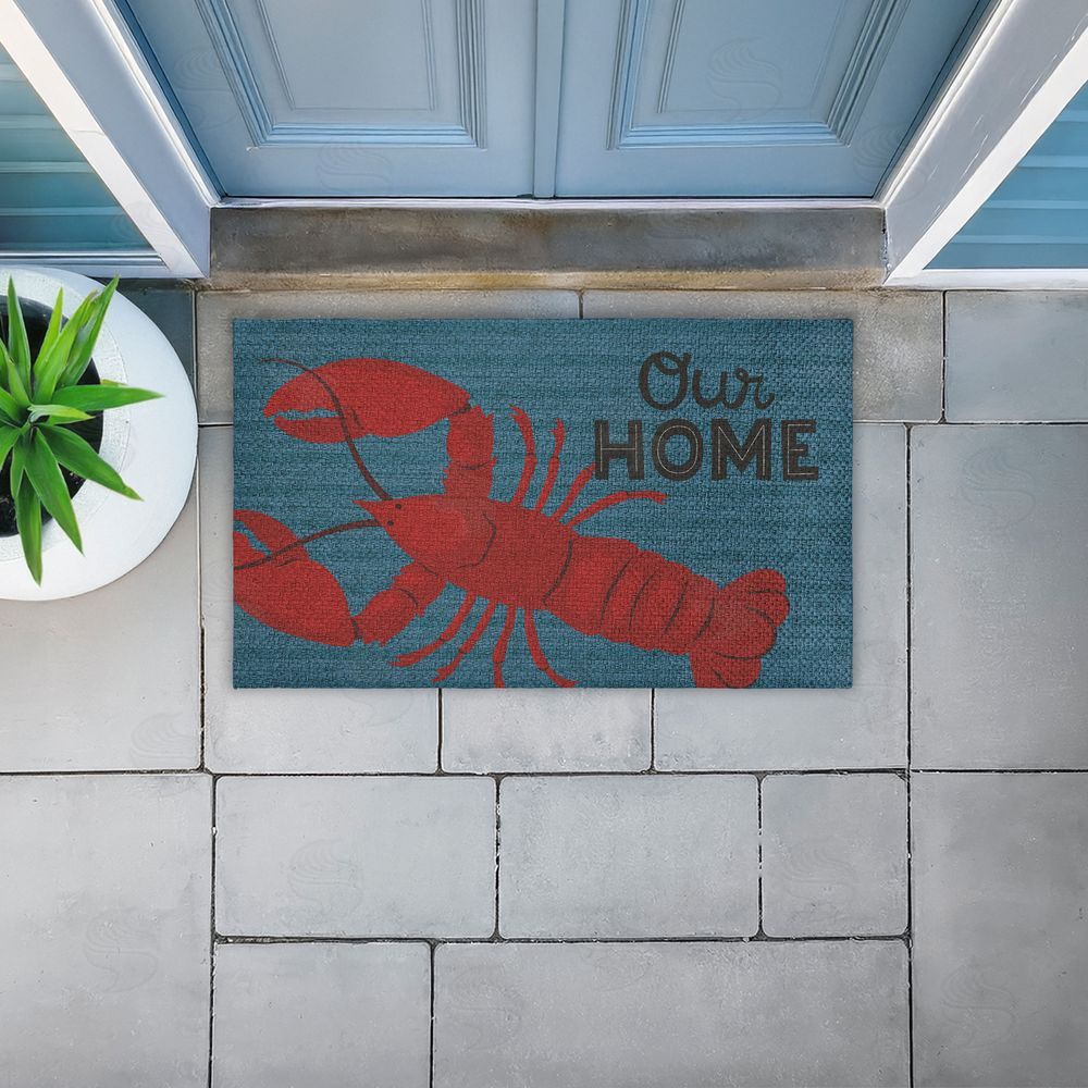 Gail Veillette Our Home Lobster & Stripes Outdoor Faux Sisal Door Mat