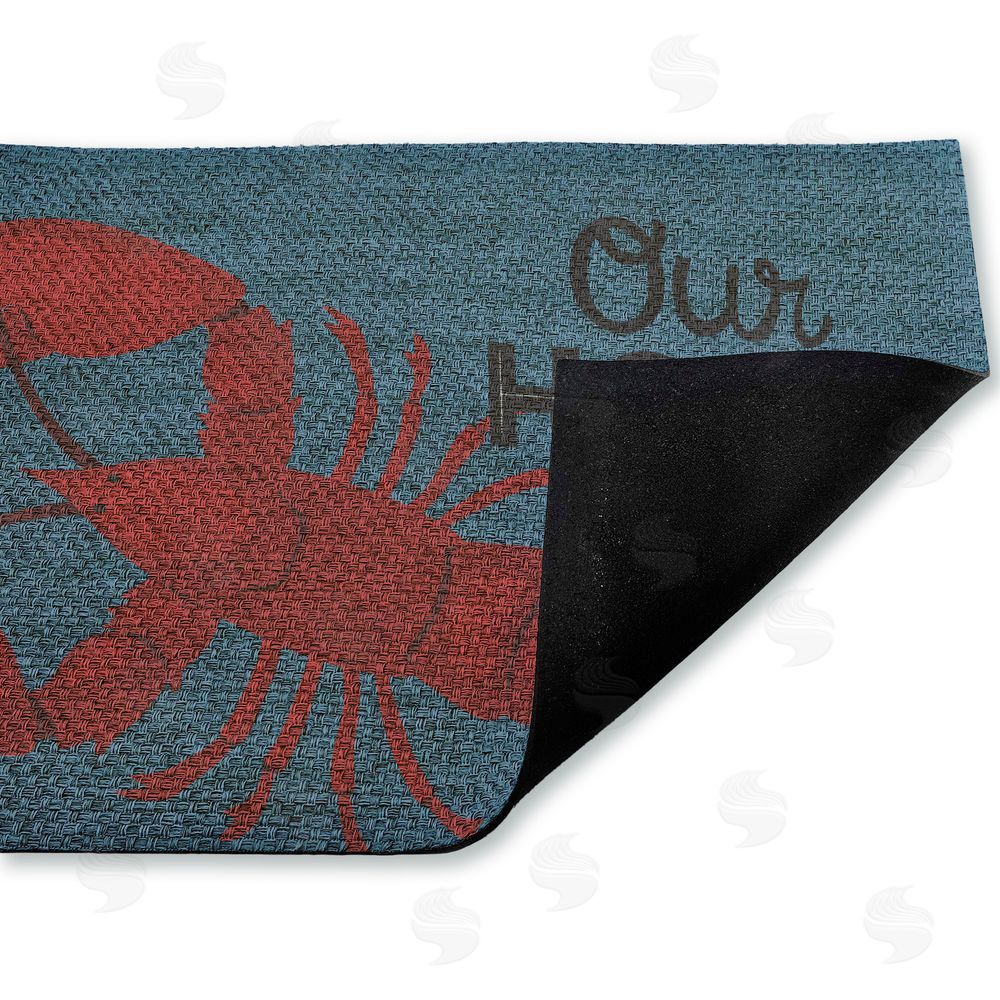 Gail Veillette Our Home Lobster & Stripes Outdoor Faux Sisal Door Mat