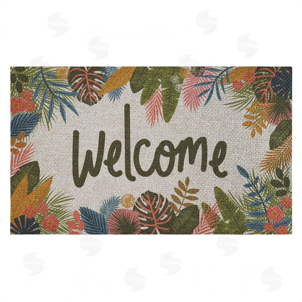 Lisa Perry Whitebutton Whimsical Welcome Tropical Entry Outdoor Faux Sisal Door Mat