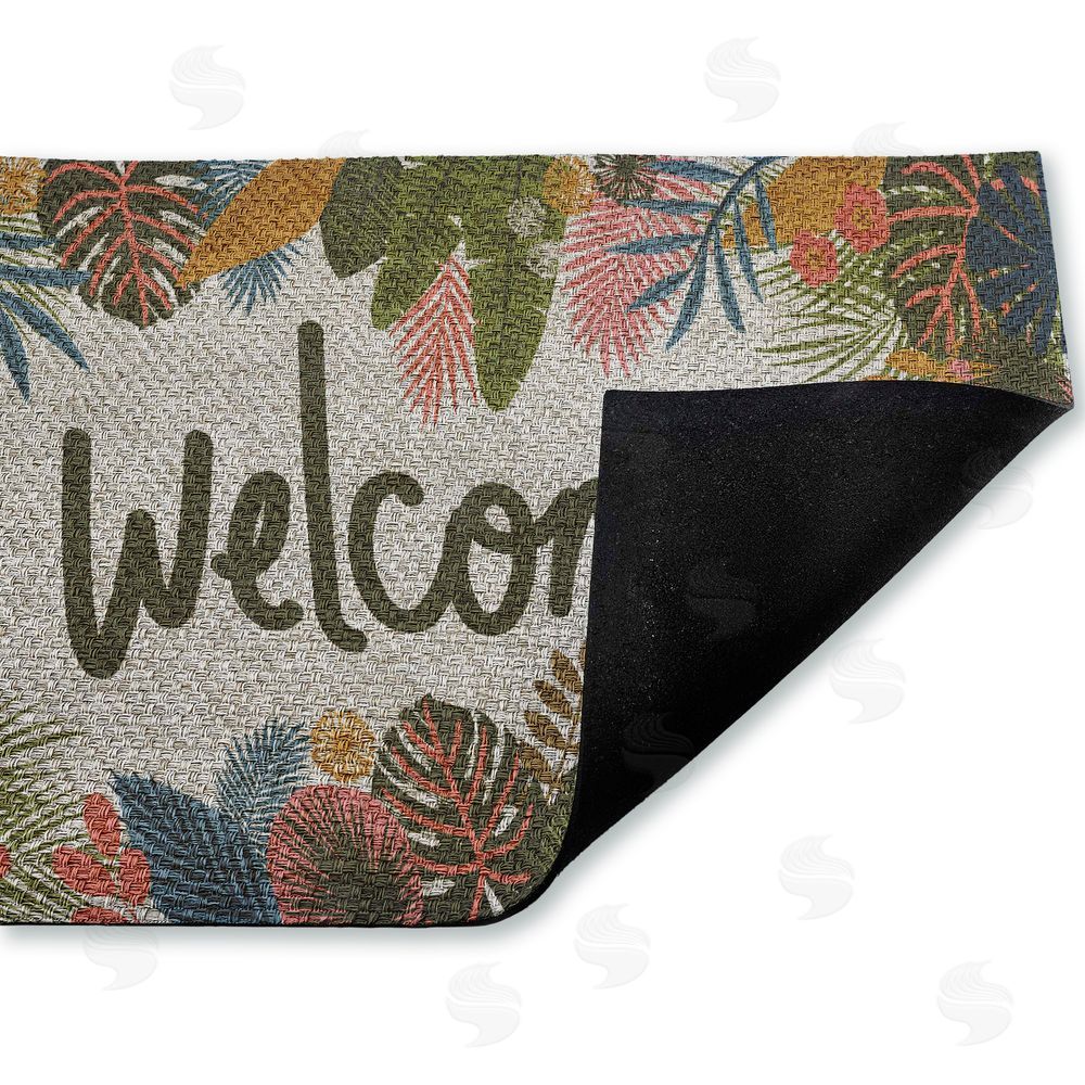 Lisa Perry Whitebutton Whimsical Welcome Tropical Entry Outdoor Faux Sisal Door Mat
