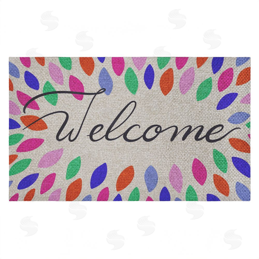 Caroline Alfreds Vibrant Leaf Shapes Welcome Outdoor Faux Sisal Door Mat