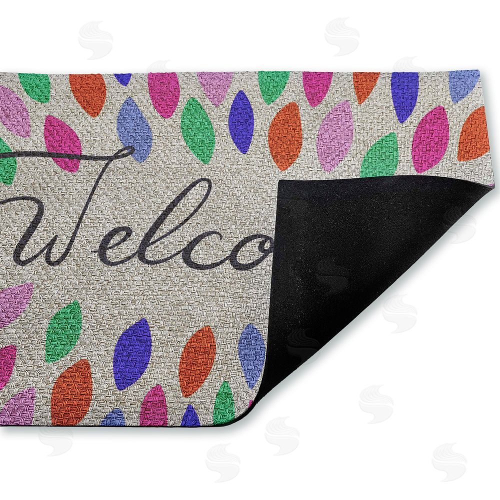 Caroline Alfreds Vibrant Leaf Shapes Welcome Outdoor Faux Sisal Door Mat