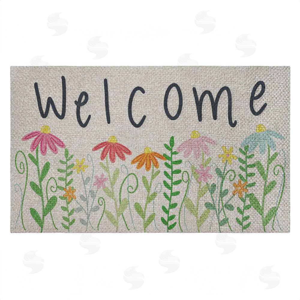 Emily Cromwell Spring Wildflower Welcome Outdoor Faux Sisal Door Mat