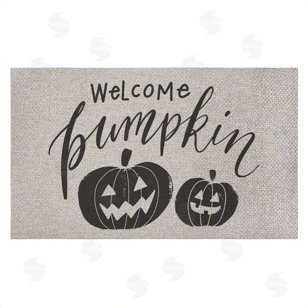 Caverly Smith Welcome Pumpkin Minimal Outdoor Faux Sisal Door Mat