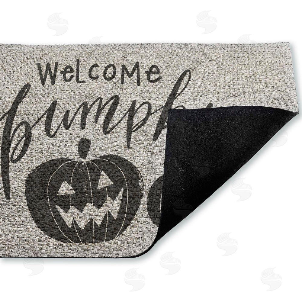 Caverly Smith Welcome Pumpkin Minimal Outdoor Faux Sisal Door Mat