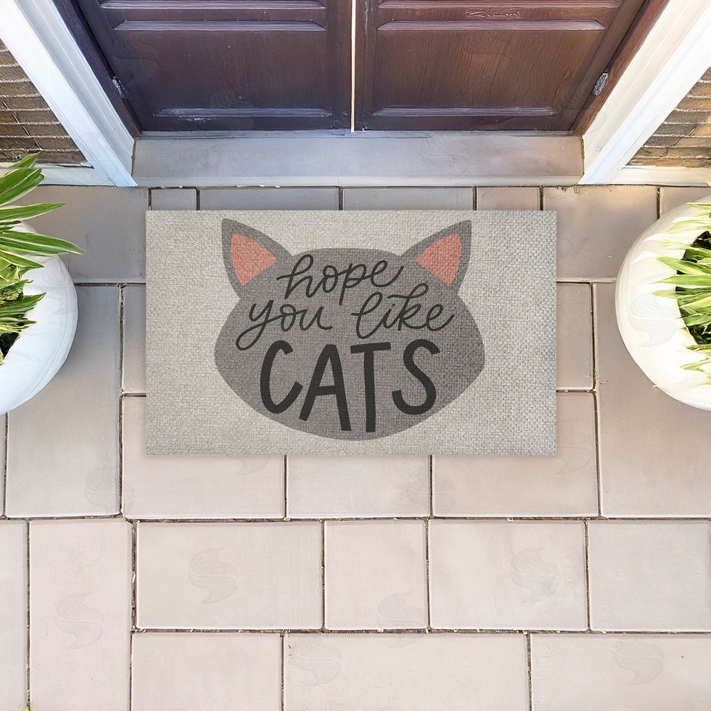 Amanda Houston Hope You Like Cats Outdoor Faux Sisal Door Mat