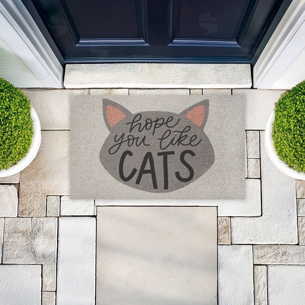 Amanda Houston Hope You Like Cats Outdoor Faux Sisal Door Mat