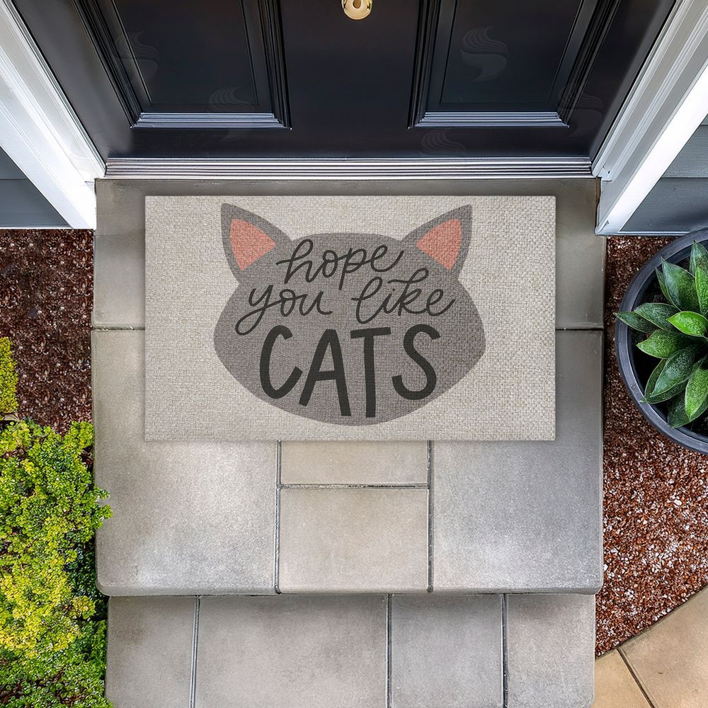 Amanda Houston Hope You Like Cats Outdoor Faux Sisal Door Mat
