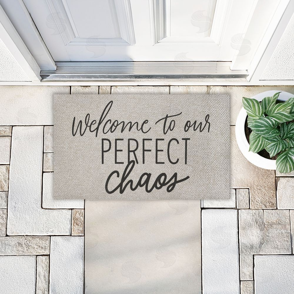 Doodles.Ink. Welcome Perfect Chaos Outdoor Faux Sisal Door Mat