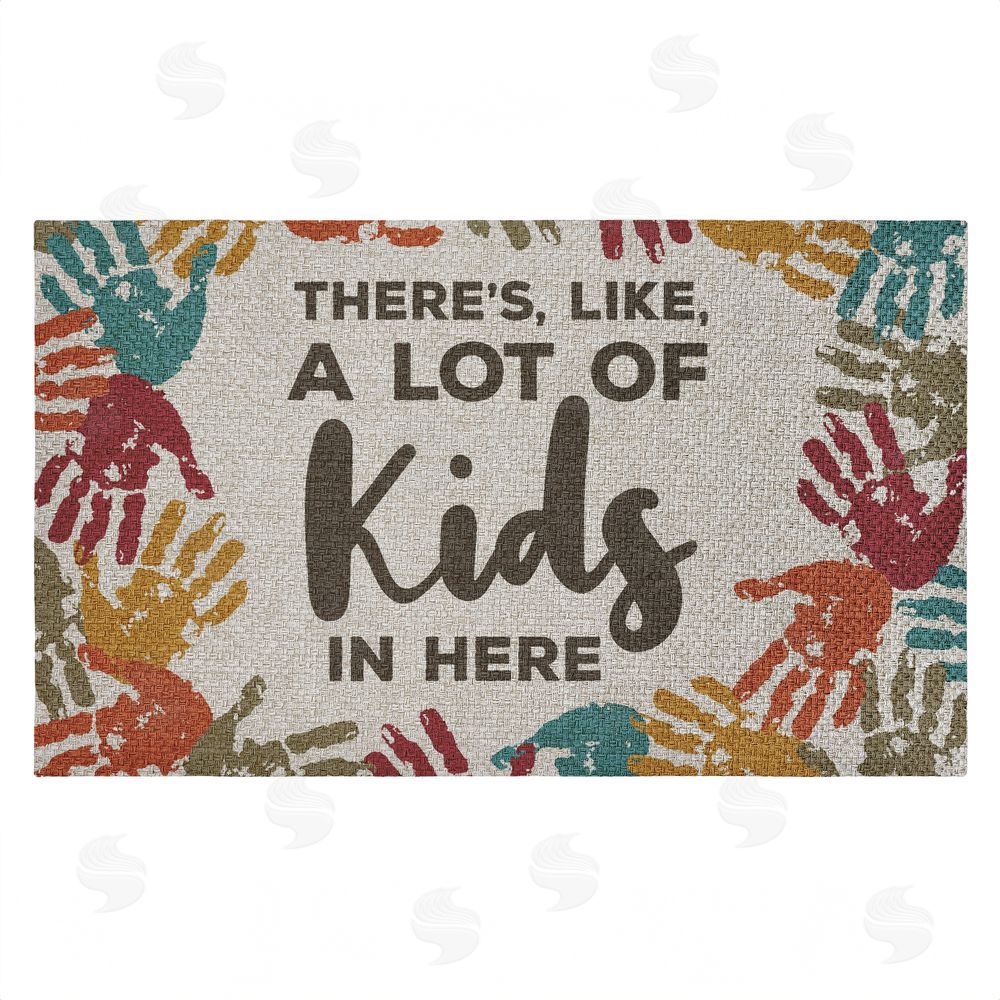 Dana Saulnier A Lot Of Kids Funny Handprints Outdoor Faux Sisal Door Mat
