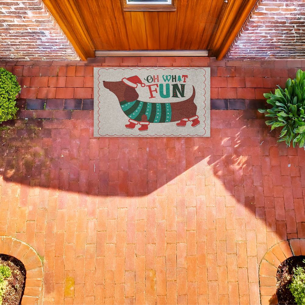 Andrea Jasid Grassi Oh What Fun Dog Outdoor Faux Sisal Door Mat