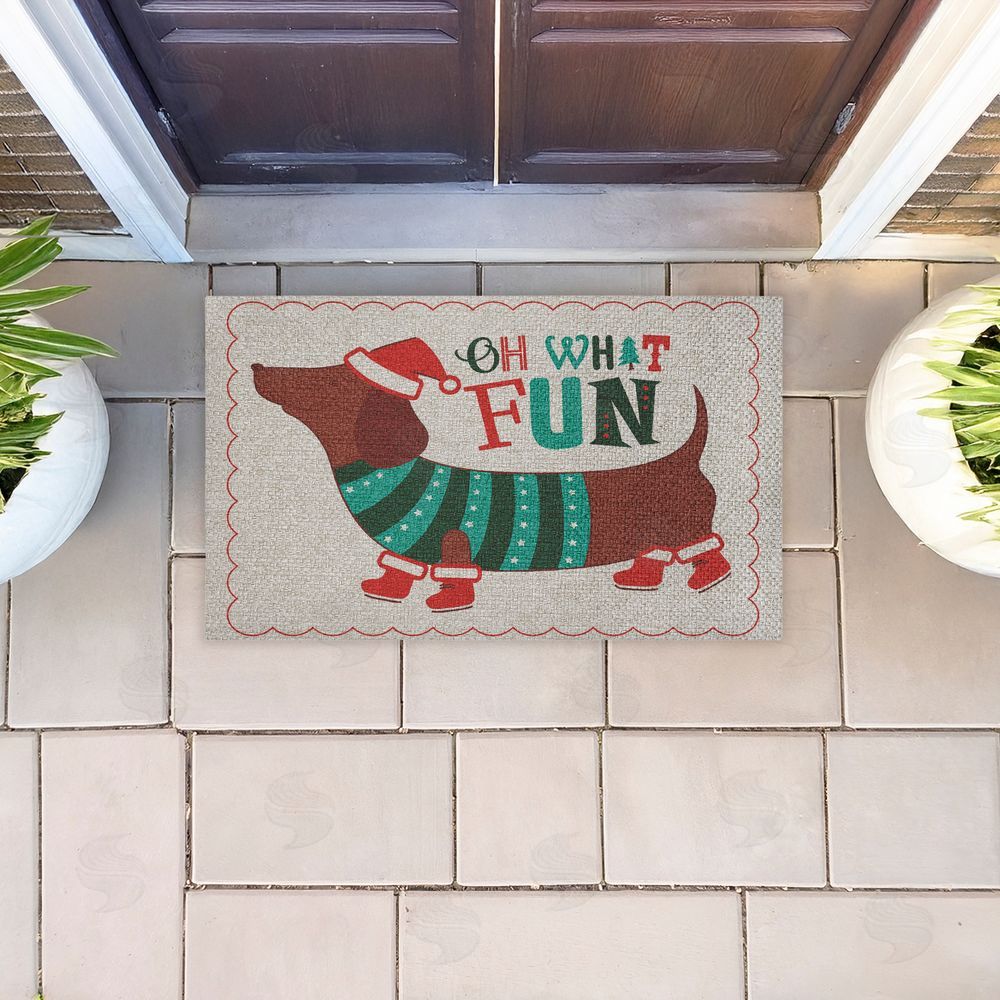 Andrea Jasid Grassi Oh What Fun Dog Outdoor Faux Sisal Door Mat